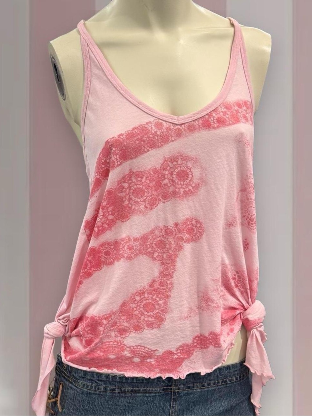 55 DSL By DIESEL Y2K pink Tie/open back fairycore tank top